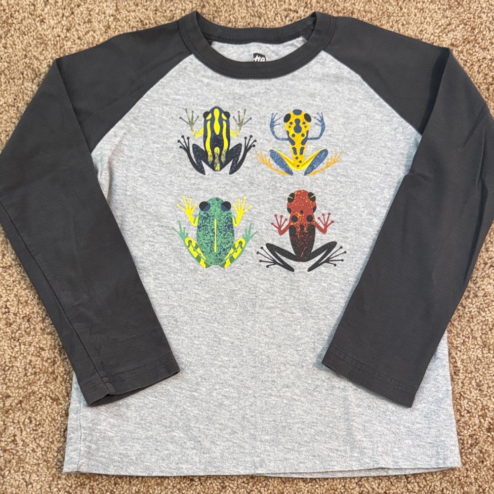 Tea Collection Frog Print Long Sleeve Shirt - Gray